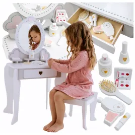 toaletka-drewniana-dla-dziewczynki-biala-z-lustrem-zestaw-stolik-krzeselko
