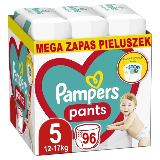 PAMPERS PANTS 5 ROZMIAR PIELUCHOMAJTKI DLA DZIECI 12-17kg MEGA ZAPAS 96szt