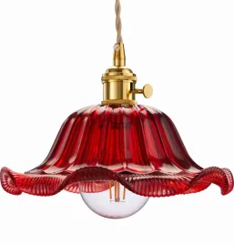 lampa-wiszaca-sufitowa-szklana-flower-czerwona
