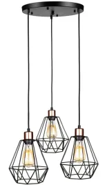 lampa-potrojna-loft-diament-plafon-black-rose-gold