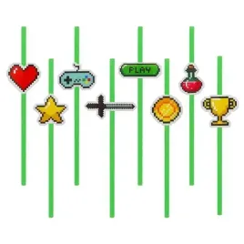 slomki-papierowe-piksele-urodziny-game-on-8-szt