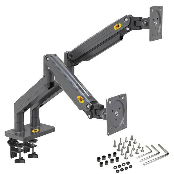 Solidny Obrotowy Uchwyt Biurkowy na Dwa Monitory 22"-32" VESA Regulacja 3D