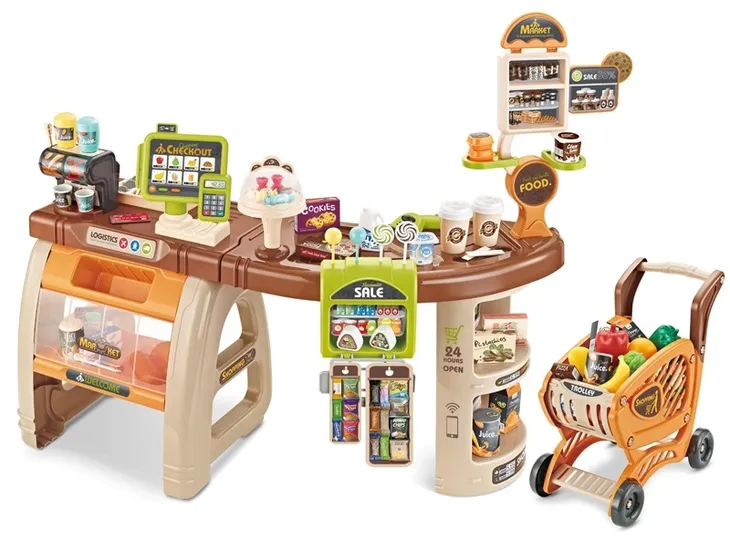 DUŻY SUPERMARKET SKLEPIK XXL SKLEP KASA WÓZEK STRAGAN DŹWIĘKI AKCESORIA