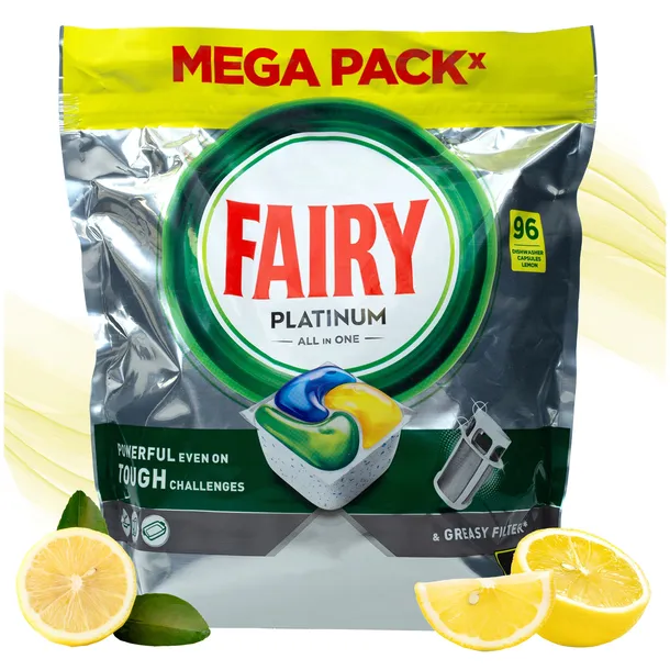 Kapsułki Fairy Platinum All In One do zmywarki cytrynowe 96 sztuk
