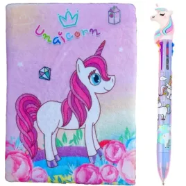 zestaw-dla-dziewczynki-notes-dlugopis-unicorn-tecz