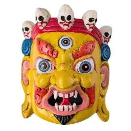 drewniana-maska-tybetanska-mahakala-w-kolorze-zoltym-rekodzielo-20-cm