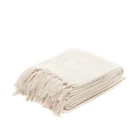 Zdjęcie produktu Pled NARZUTA VAFFEL z frędzlami 130x170 cm HOMLA