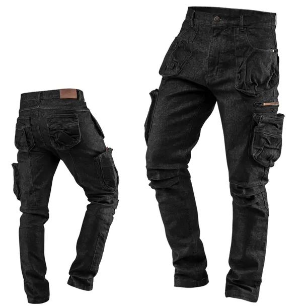 NEO Spodnie Robocze Męskie r. L - Seria DENIM Stretch MOCNE Czarne