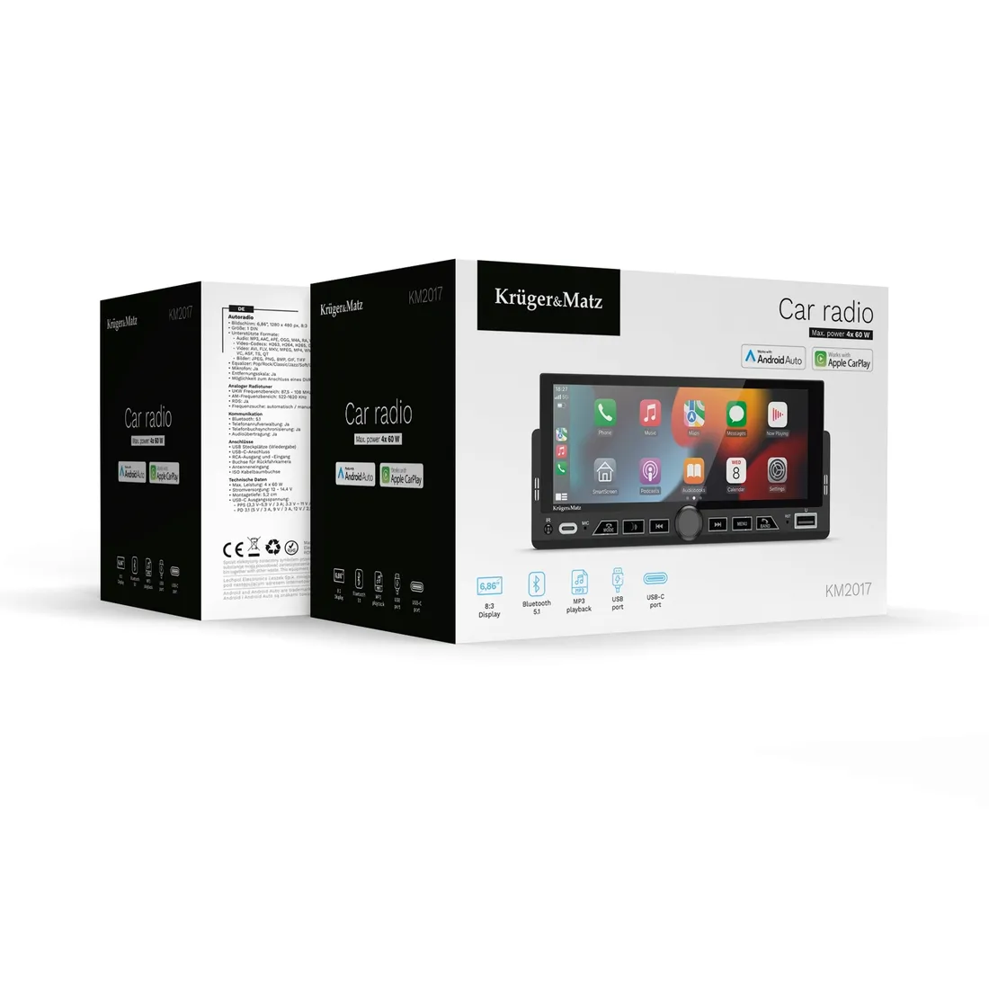 radio-samochodowe-carplay-android-ato-69-usb-1din-pilot-stan-nowy