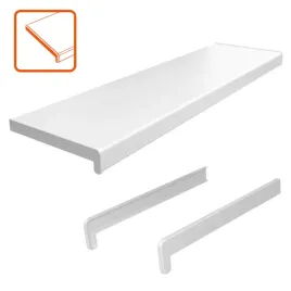 Zdjęcie produktu Parapet Wewnętrzny Biały PCV 130x20cm z zaślepkami Zestaw Na wymiar