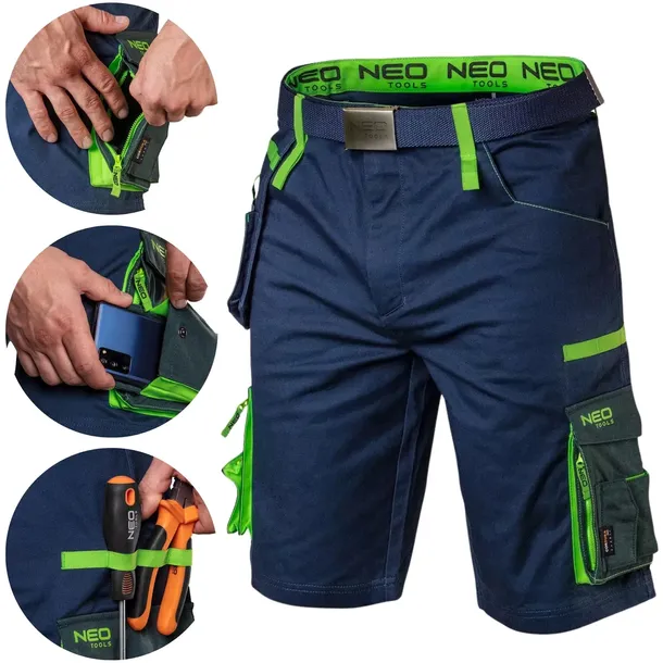 Spodenki Męskie Robocze PREMIUM Krótkie Spodnie Cordura z Paskiem r S NEO