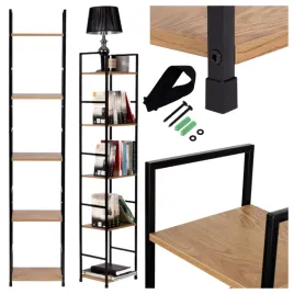 regal-na-ksiazki-drewniany-5-polek-29-cm-nowoczesny-metalowa-rama-loft-braz