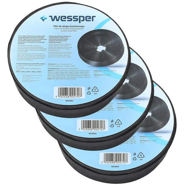 3x Filtr węglowy do okapu Akpo Wk-4 Wk-9 Wk-3 Wk-5 Wk-6 Wk-10 Soft