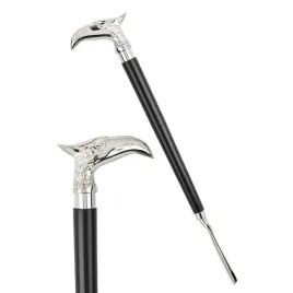 dluga-lyzka-do-butow-czarna-46cm-z-uchwytem-w-ksztalcie-glowy-orla-metalowa