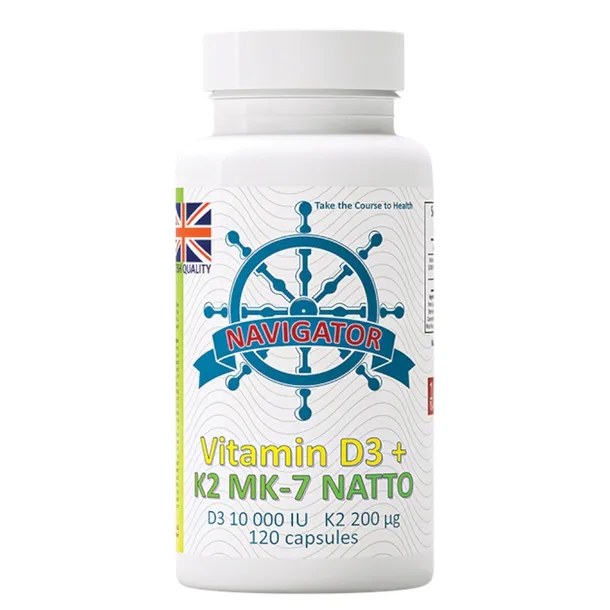Navigator Witamina D3 10000 IU K2 MK-7 Natto 200 mcg 120 kapsułek
