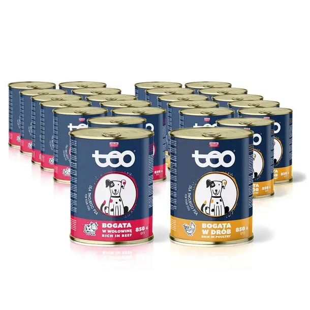 TEO karma dla psa bogata w wołowinę/drób 24x850g