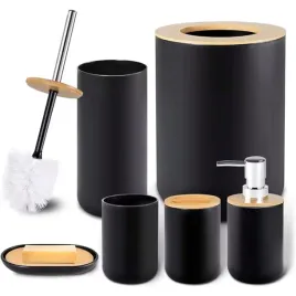 zestaw-lazienkowy-6-elementow-komplet-plastikowy-bambus-wc-lazienka-czarny