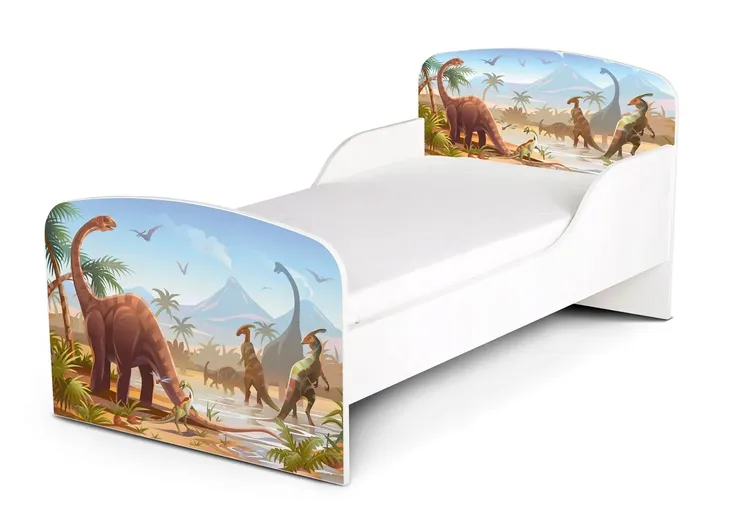 Łóżko dziecięce 140x70 cm Jurassic Dino + Materac i Stelaż