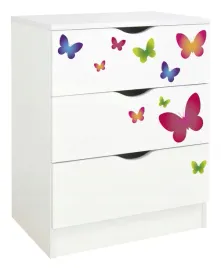 biala-komoda-z-3-szufladami-pojemna-kolorowy-nadruk-motyle-60x42x78-cm