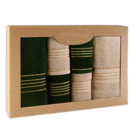 recznik-d-bawelna-100percent-tiwano-cappuccino-zielen-butelkowa-p-2x30x50-2x5