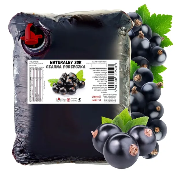 Sok z Czarnej Porzeczki Tłoczony Naturalny 100% Soku Porzeczka NFC 5 L