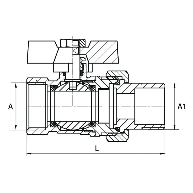 zawor-kulowy-kurek-1-dn25-mosiezny-ze-srubunkiem-i-dlawica-motylek-solidny