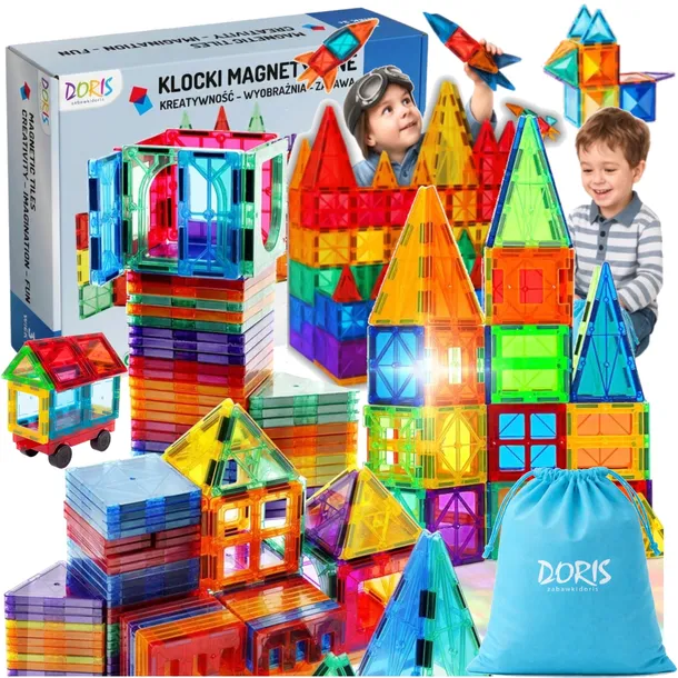 KLOCKI MAGNETYCZNE 3D konstrukcyjne DUŻE Zestaw XXL Magnetic Tiles 109 el.