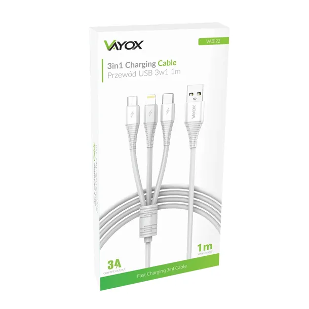 kabel-usb-3w1-lightning-usb-c-microusb-3a-1m-vayox-stan-nowy-konstrukcja-oplot