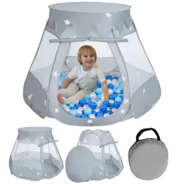 selonis-nz-100x-namiot-skladany-domek-zamek-szary-dla-dzieci-100-pilek