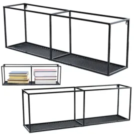 polka-wiszaca-scienna-na-ksiazki-do-salonu-loft-czarna-na-sciane-metalowa