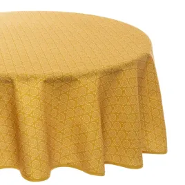 obrus-okragly-nadruk-etniczny-kolor-ochry-180-cm
