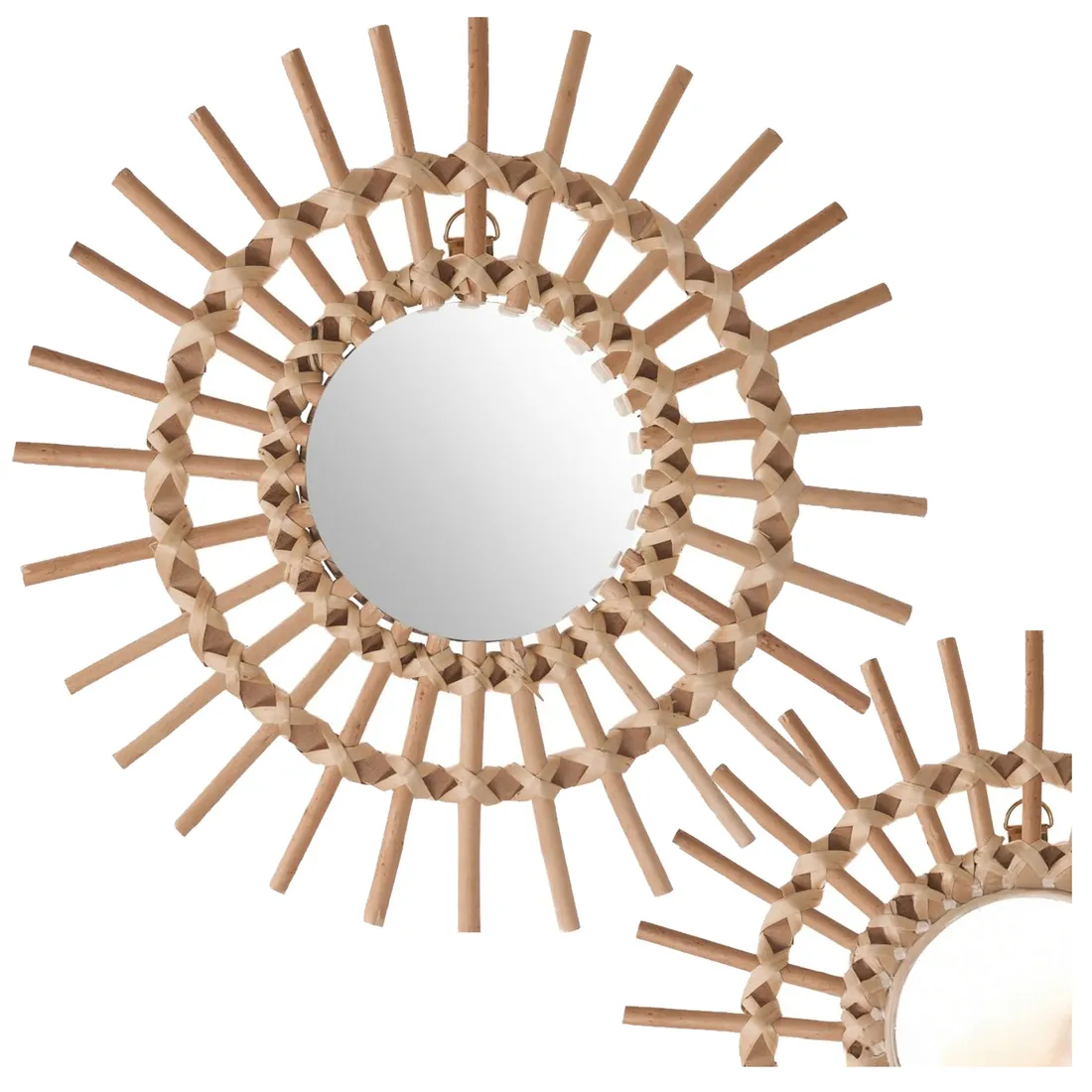 lustro-scienne-okragle-boho-slonce-30-cm-wiklina