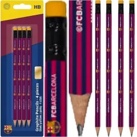 fc-barcelona-olowek-hb-szkolny-z-gumka-4-sztuki-zestaw-blister