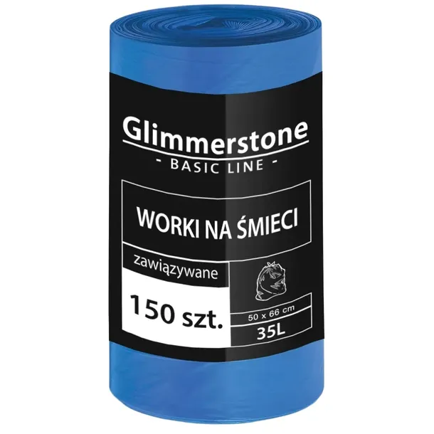 GLIMMERSTONE WORKI NA ŚMIECI WIĄZANE 35L 150 SZT GRUBE MOCNE JAKOŚCIOWO