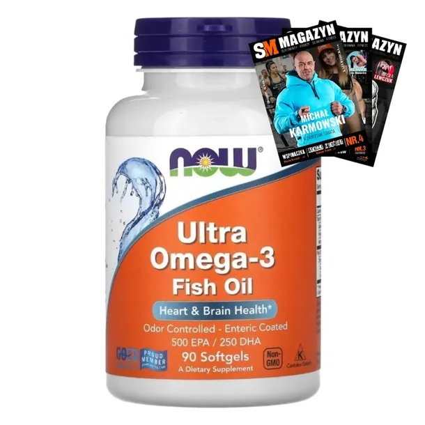 NOW FOODS ULTRA OMEGA-3 1000mg 90 kaps WZROK SERCE UKŁAD NERWOWY