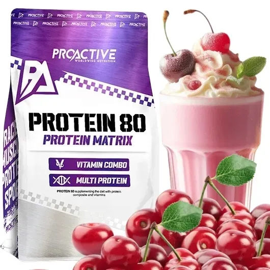 BIAŁKO WPC serwatkowe odżywka białkowa WITAMINY C B wiśniowy ProActive 700g