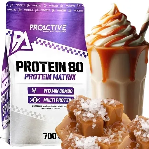 BIAŁKO WPC serwatkowe odżywka białkowa WITAMINY słony karmel ProActive 700g