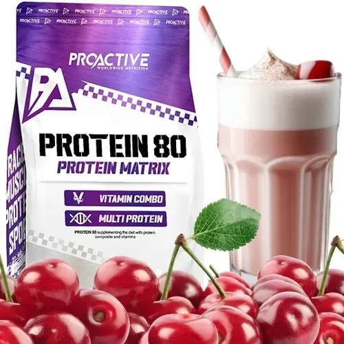 BIAŁKO WPC serwatkowe odżywka białkowa WITAMINY C B wiśniowy ProActive 700g