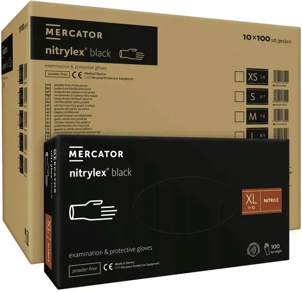 RĘKAWICZKI nitrylowe NITRYLEX BLACK 1000 SZT-10 OP