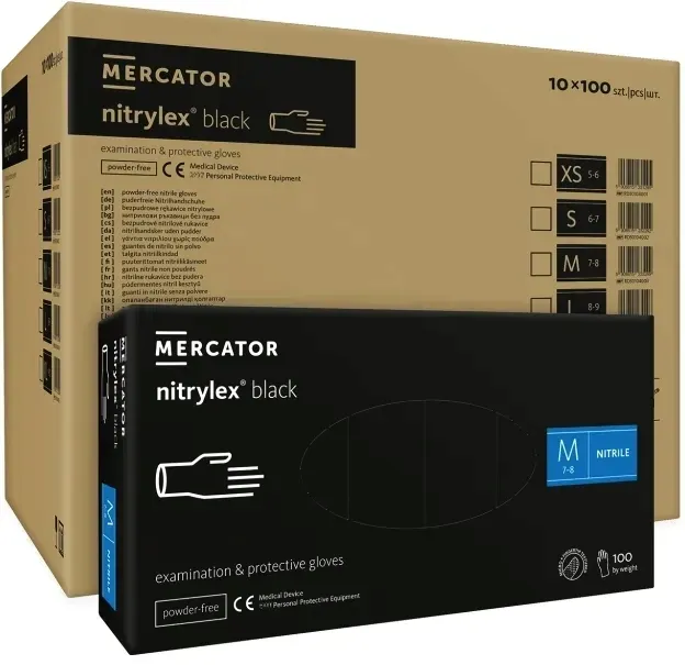 RĘKAWICZKI nitrylowe NITRYLEX BLACK 1000 SZT-10 OP