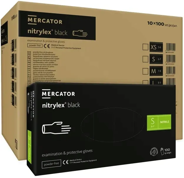 RĘKAWICZKI nitrylowe NITRYLEX BLACK 1000 SZT-10 OP