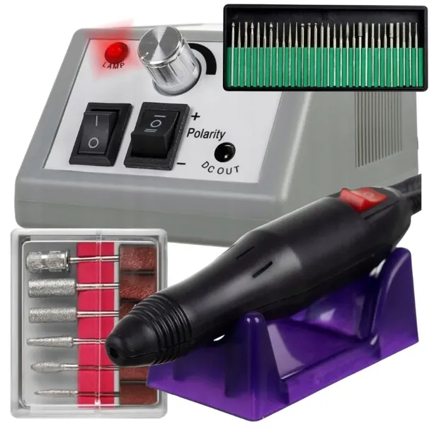 FREZARKA DO PAZNOKCI MANICURE + ZESTAWY TWARDYCH WYTRZYMAŁYCH FREZÓW