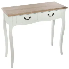 konsola-biala-postarzane-drewno-2-szuflady-vintage