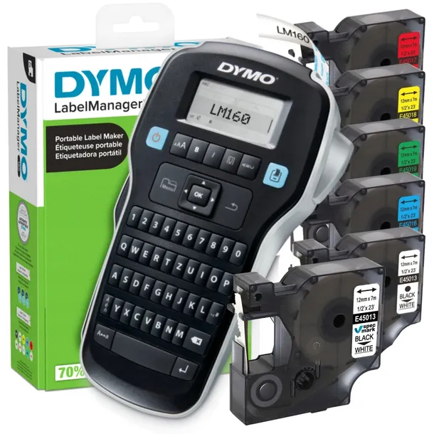 Drukarka etykiet DYMO LM160 + 6 taśm D1 45013 45016 45017 45018 45019