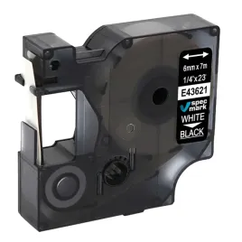 tasma-specmark-do-dymo-d1-43621-6mm-7m-czarna-bialy-nadruk