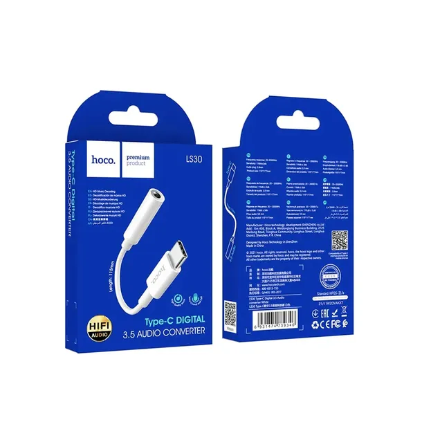 adapter-hf-audio-typ-c-do-jack-35mm-bialy-lacze-marka-hoco-stan-nowy