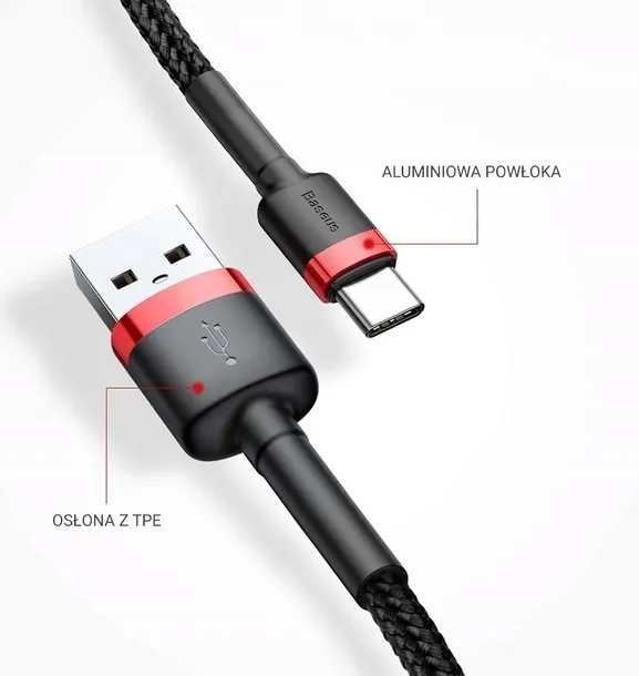 kabel-baseus-kevlar-usb-typ-c-1m-czerwony-kolor-czarny