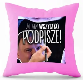 poduszka-rozowa-nadruk-pdm-politycy-01-prezent