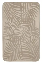 komplet-dywanikow-lazienkowych-bezowy-tloczony-wzor-liscie-palmy-80-x-50-cm