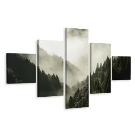 obraz-5-czesciowy-las-we-mgle-natura-3d-250x150